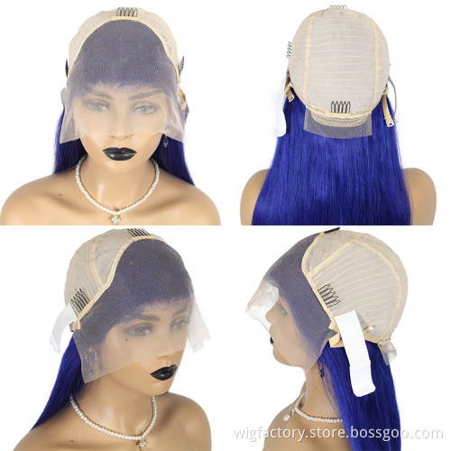 150% 180% Density Natural Hair Wig Pre Pluck,Glueless Long Human Hair Lace Front Wigs,Bule Color Natural Virgin Hair  Black W